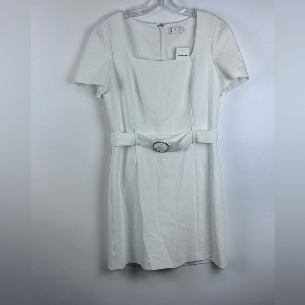 Women's Belted Open Neck Sheath Dress